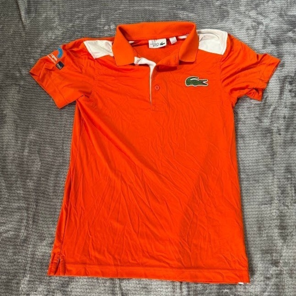 Lacoste Sport Mens Miami Open Tennis Polo Shirt Orange White US XS FR 2